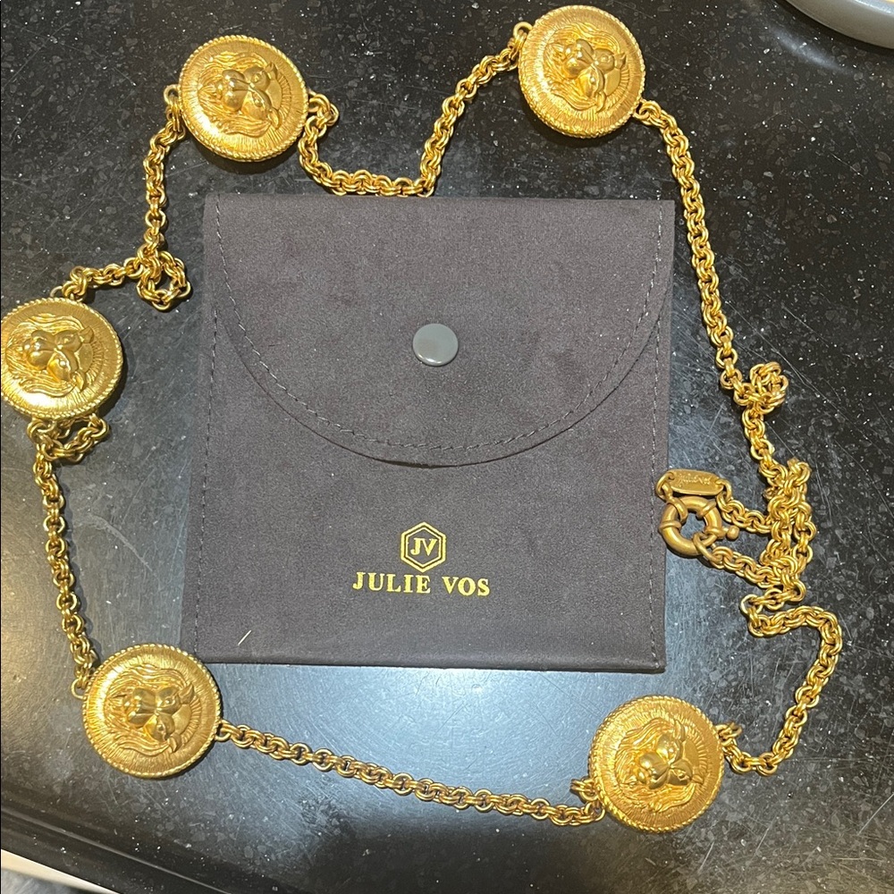 Julie Vos Gold Medallion Double Sided Chain Necklace
